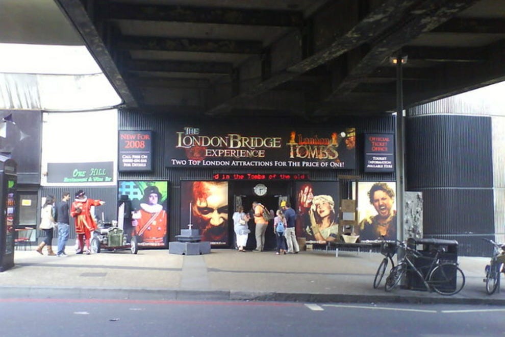 the london experience The london bridge experience is a tourist attraction in southwark, london, england, on the south bank of the river thames guests are led by actors on a tour. the london experience The london bridge experience is a tourist attraction in southwark, london, england, on the south bank of the river thames guests are led by actors on a tour.