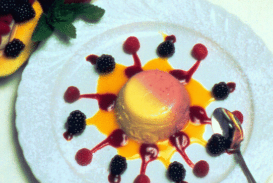 raspberry mango panna cotta