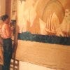 Freedom Tower Miami Muralist Painting the recreated Mural on 1988 William Mark Coulthard Muralist 