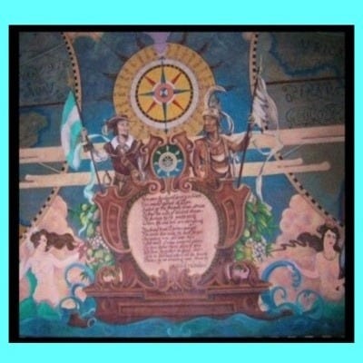 detail of the Freedom Tower Miami Mural recreated in 1988, William Mark Coulthard Wade Foy and John Conroy.Contact at thuth@freedomtowermiamimural.com 