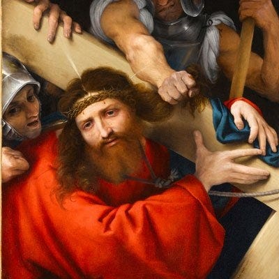 "Carrying the Cross", Lorenzo Lotto, 1526. Oil on canvas, 26 x 23 5/8 inches
