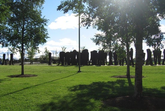 Chicago's Grant Park provides walking trails, dog friendly areas, and a playground.