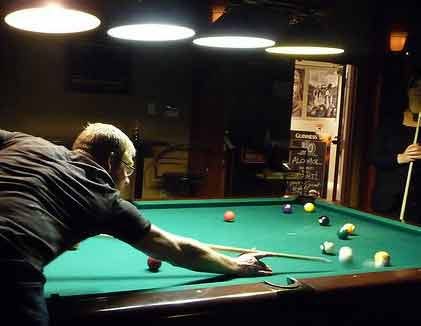 Hitting the pool tables at the Charlotte Room.