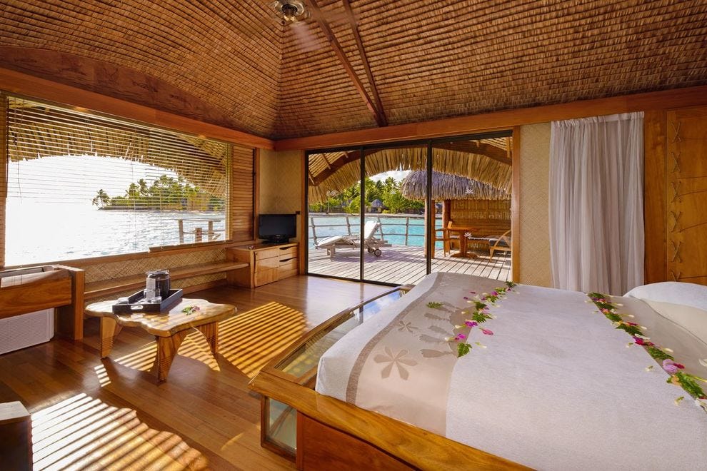 Get your South Pacific fantasies to come true at this comfortable resort Overwater bungalow