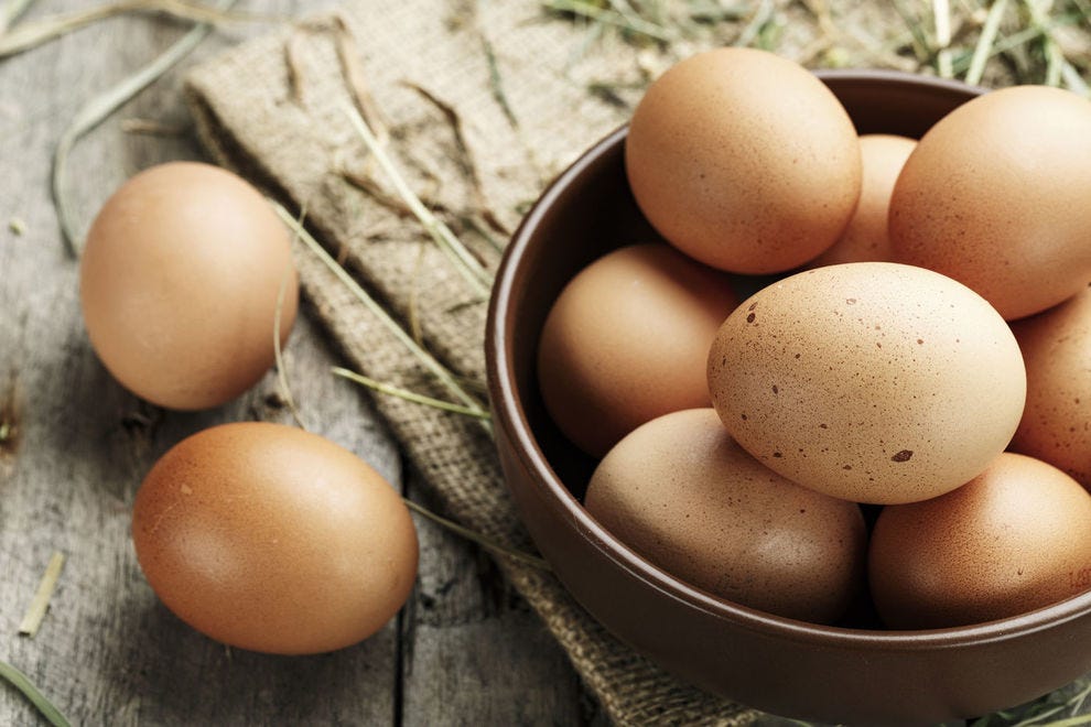 Brown eggs just look more rustic more rustic than white ones