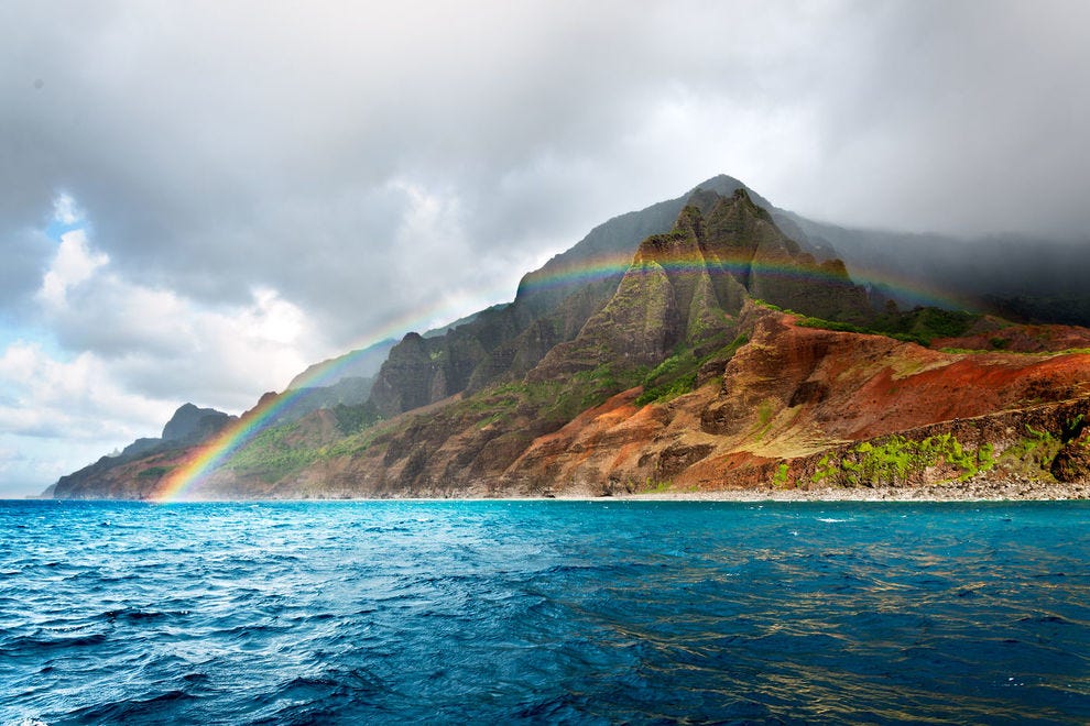 Rainbow over Napali coast