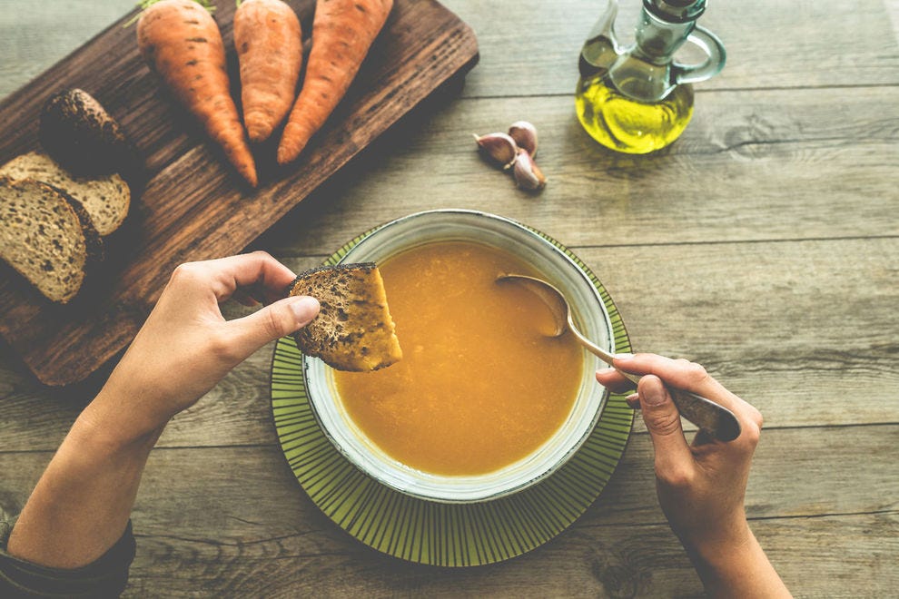 A hearty winter soup with root vegetables