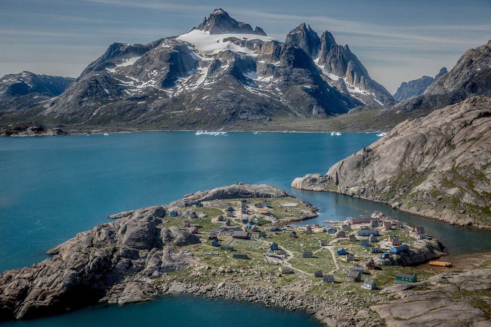 Qilertiki dominates the view in Aappilattoq in South Greenland