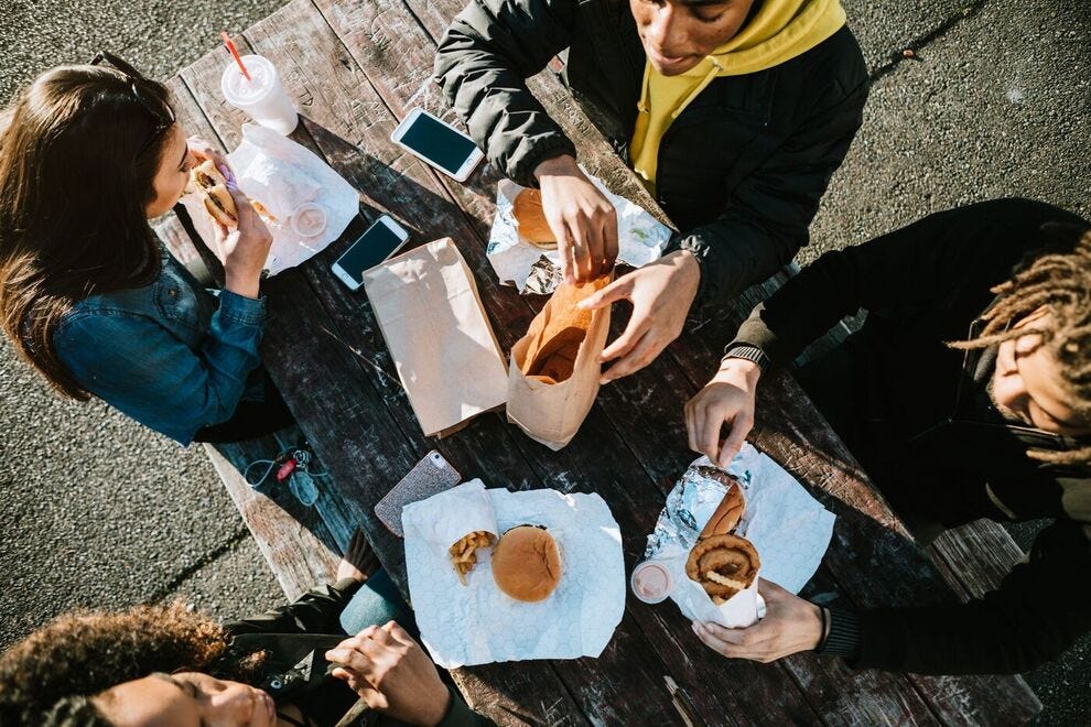 Enjoying a fast food picnic