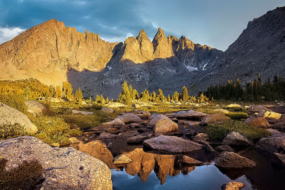 Evening light on Shadow Lake and Cirque of the Towers