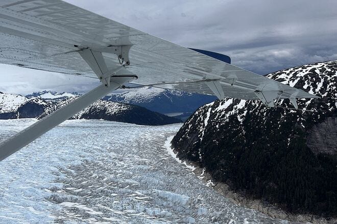 Everyone has a window seat on the seaplane flight to Taku Glacier Lodge