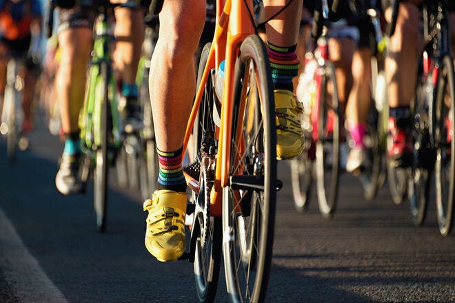 Road cycling events can be short sprints or grueling days-long endurance races