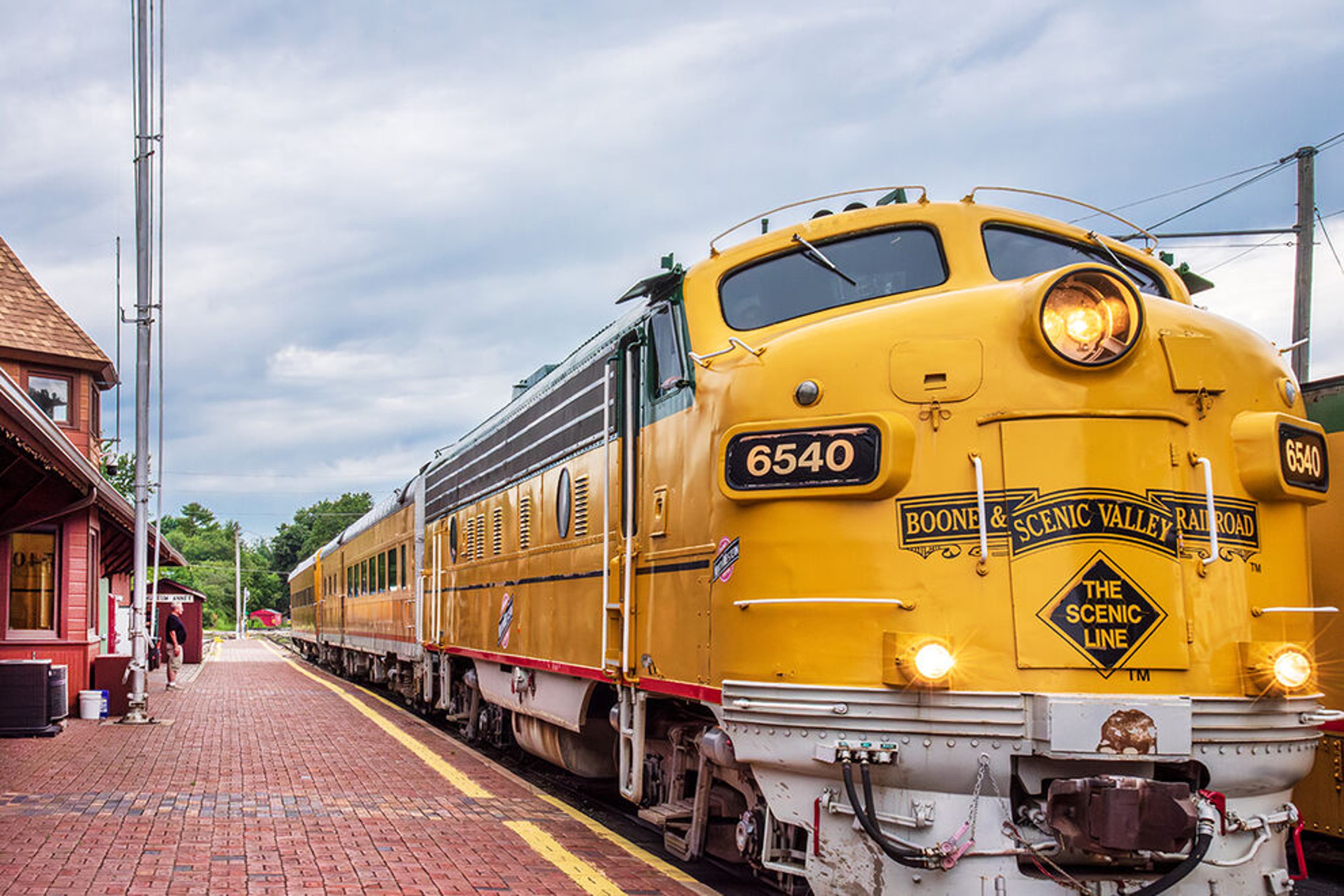 Trains ride through the Des Moines River Valley on the Boone & Scenic Valley Railroad