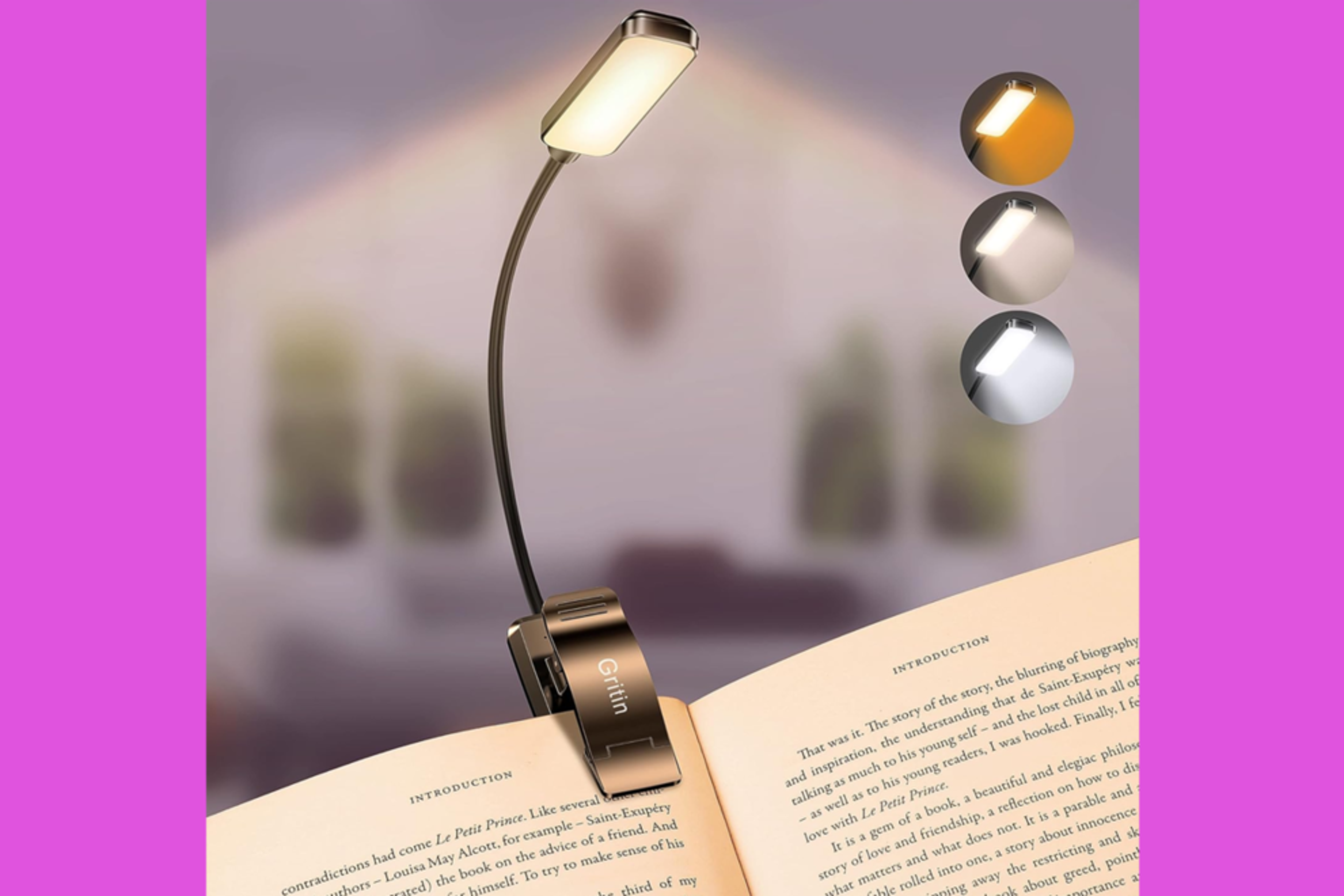 Gritin 9 LED Rechargeable Book Light