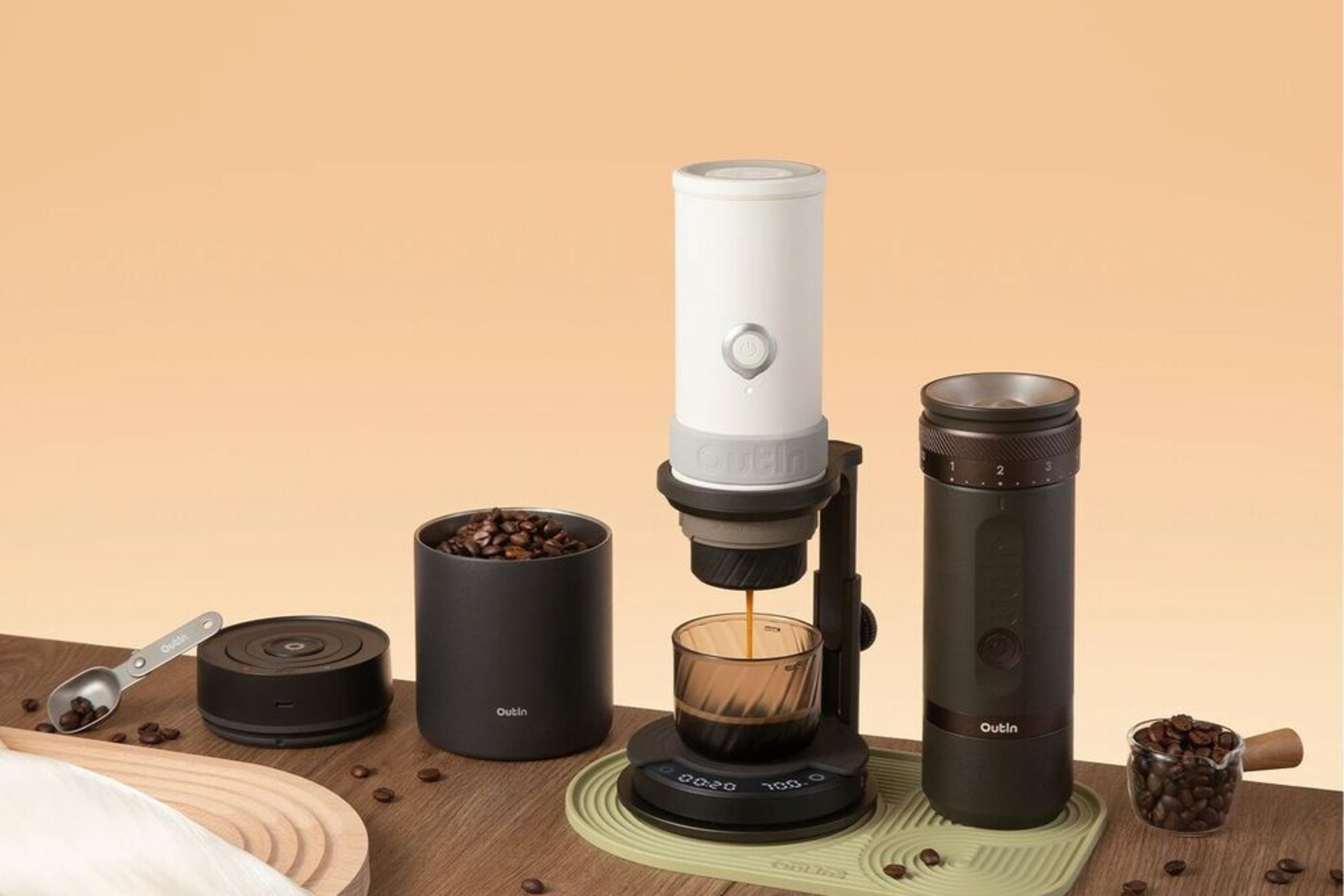 The Outin Mino portable espresso machine is perfect for outdoor enthusiasts